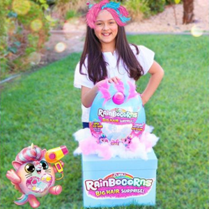 عروسک سورپرایزی رینبوکورنز RainBocoRns سری Big Hair Surprise با شاخ صورتی و بنفش-اسباب بازی